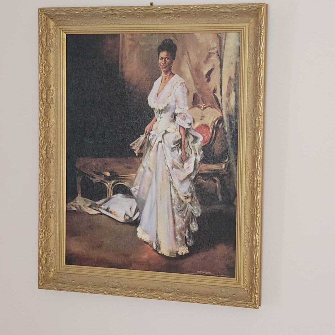 A Portrait of a Woman in a White Dress